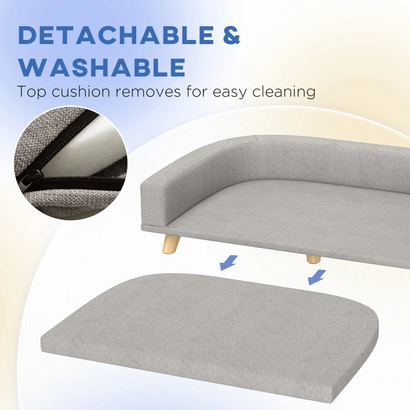 Dog Sofa for Large Dogs with Washable Cover, Anti-slip Foot Pads, Grey