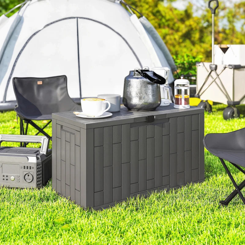 60 Gallon Resin Deck Box, Lockable Outdoor Storage Box, Splash-Resistant & UV Resistant Patio Storage Container