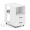 End Table with Built-in Charging Station Sofa Side Bedside Table on Wheels-White