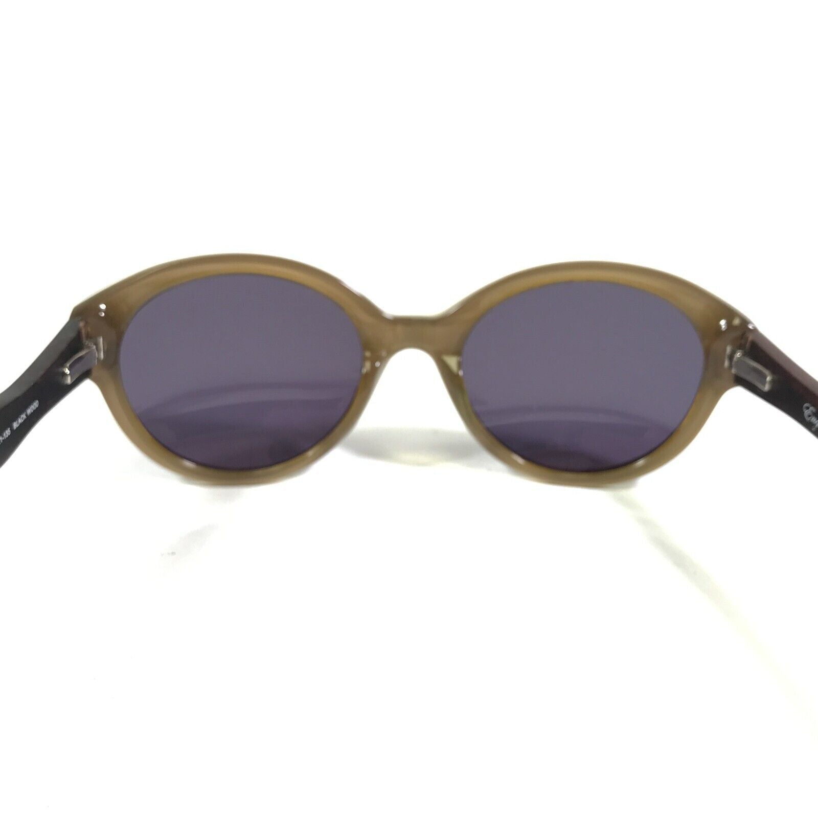 Sunglasses DIAGRAM BLACK WOOD Brown Round Frames w Purple Lenses 