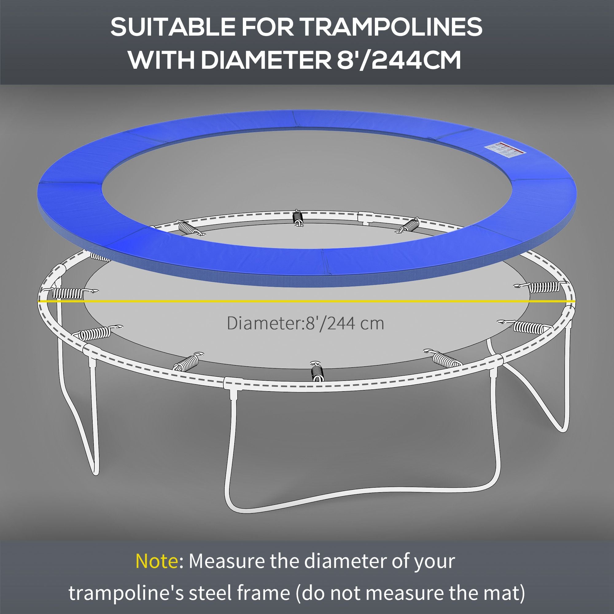 HOMCOM 8ft Trampoline Safety Pad Spring Cover Gymnastics Bounce Jump EPE Foam Protection Blue 