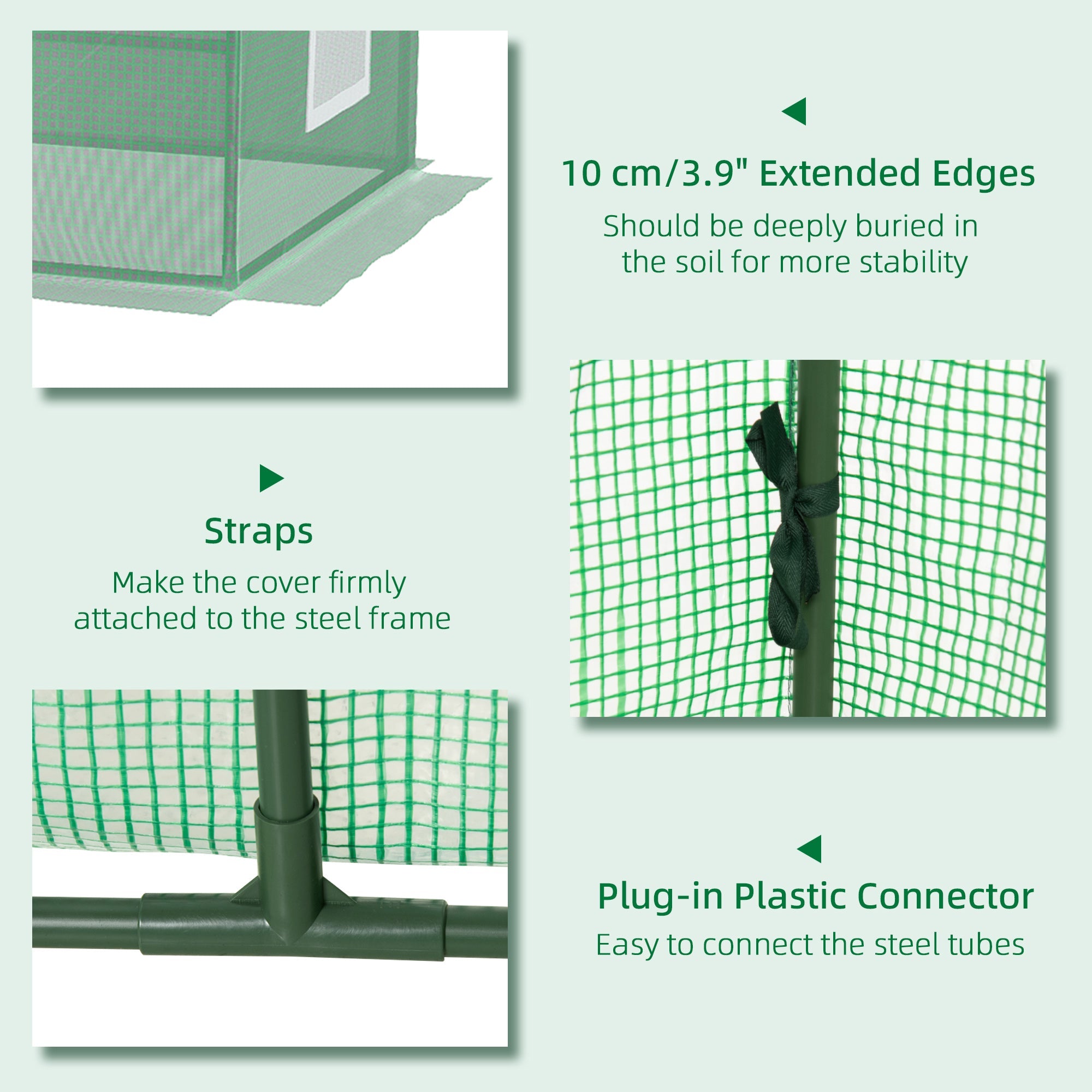 Outsunny Compact Portable Greenhouse Mesh Windows Indoor Outdoor Gardening 94.5" x 35.4" x 35.4" Green 