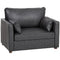 Accent Chair, PU Leather Armchair with Wide Seat, Spring Cushion, Rubberwood legs, 2 Pillows, Black