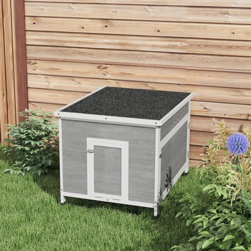 Duck Coop, Wooden Chicken House Rabbit Hutch with Openable Roof, Removable Floor, Double Doors, Ramp, Grey