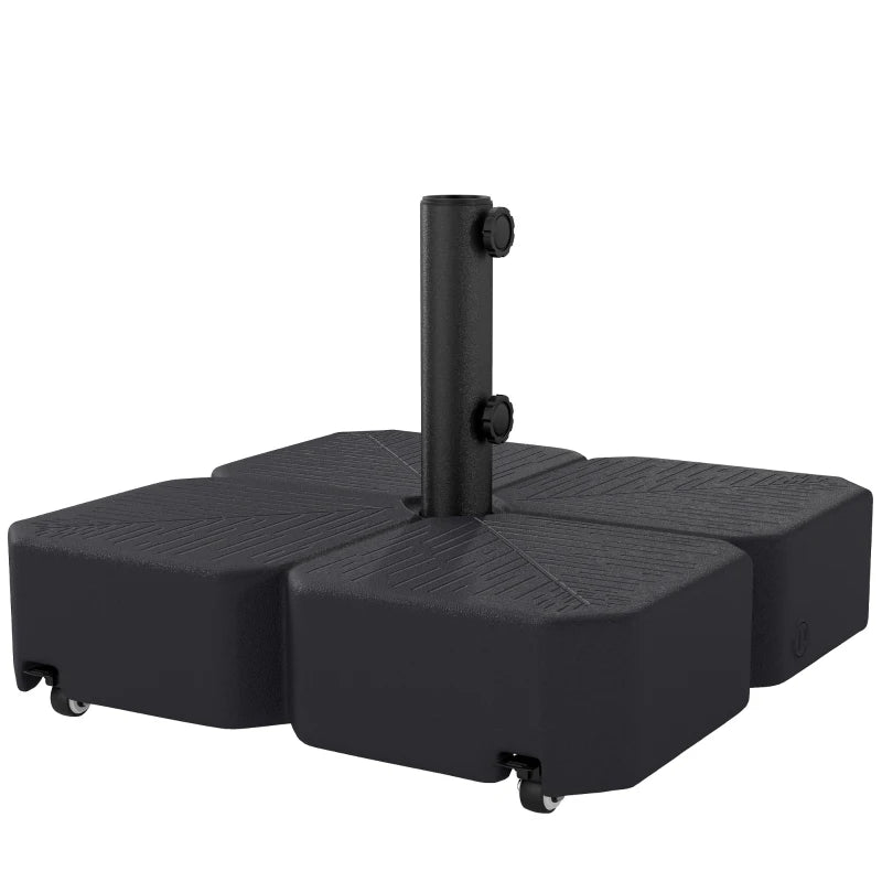 Patio Umbrella Base with Wheels & Brake Heavy Duty Outdoor Umbrella Stand Holder for for 1.5"/1.9" Poles Black