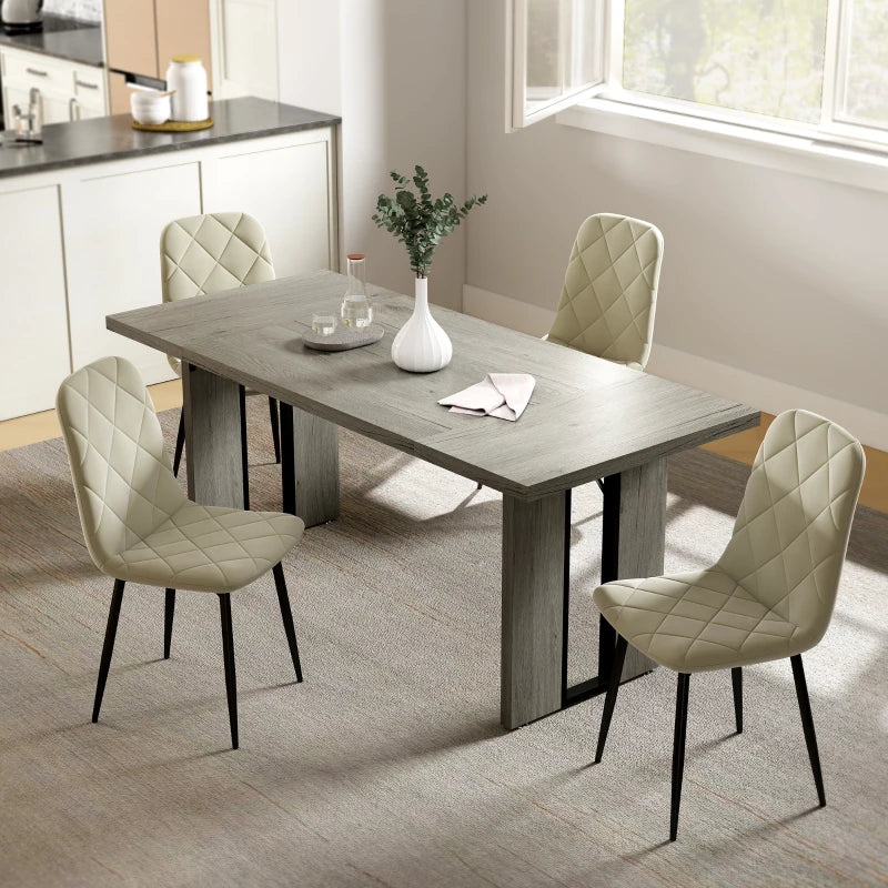 Industrial Kitchen Table for 8, 71" Rectangular Dining Table with Thick Tabletop for Dining Room, Grey Wood Finish