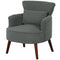 HOMCOM Modern Accent Chair, Upholstered Armchair with Solid Wood Legs and Lumbar Pillow for Living Room, Grey