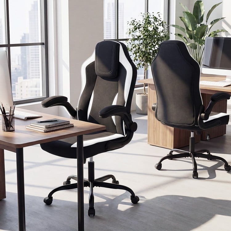 Ergonomic Computer Office Chair with 90° Flip-up Armrests-Black