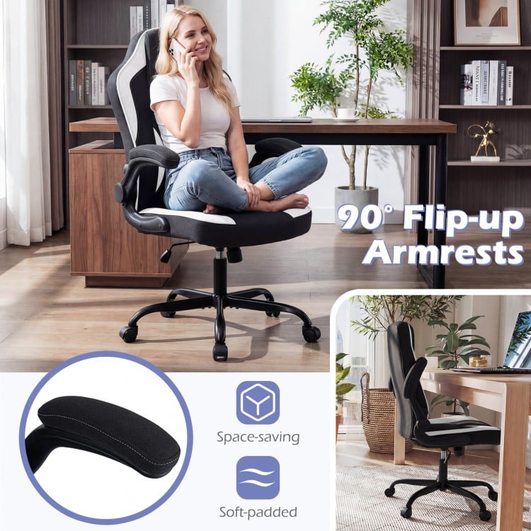 Ergonomic Computer Office Chair with 90° Flip-up Armrests-Black