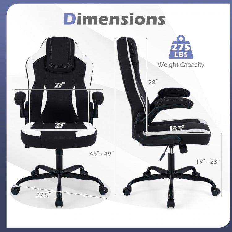 Ergonomic Computer Office Chair with 90° Flip-up Armrests-Black