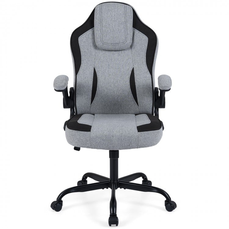 Ergonomic Computer Office Chair with 90° Flip-up Armrests-Gray