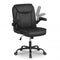 Ergonomic Leather Office Chair with Flip-up Armrests and Rocking Function-Black