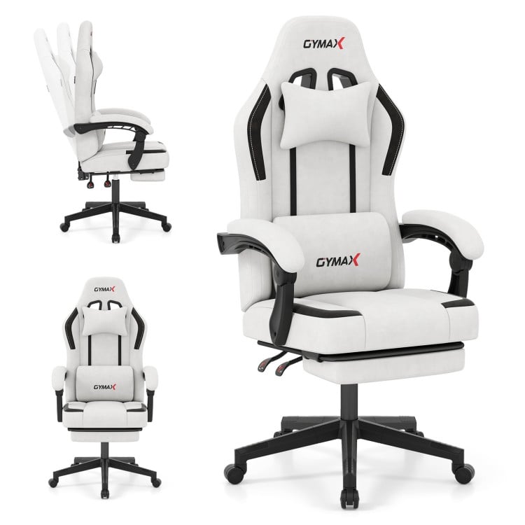 Ergonomic Video Game Chair with Headrest for Home Office-Gray