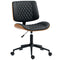 Office Chair No Arms with Wheels, PU Leather Desk Chair with Adjustable Height, Swivel Wheels for Office, Black
