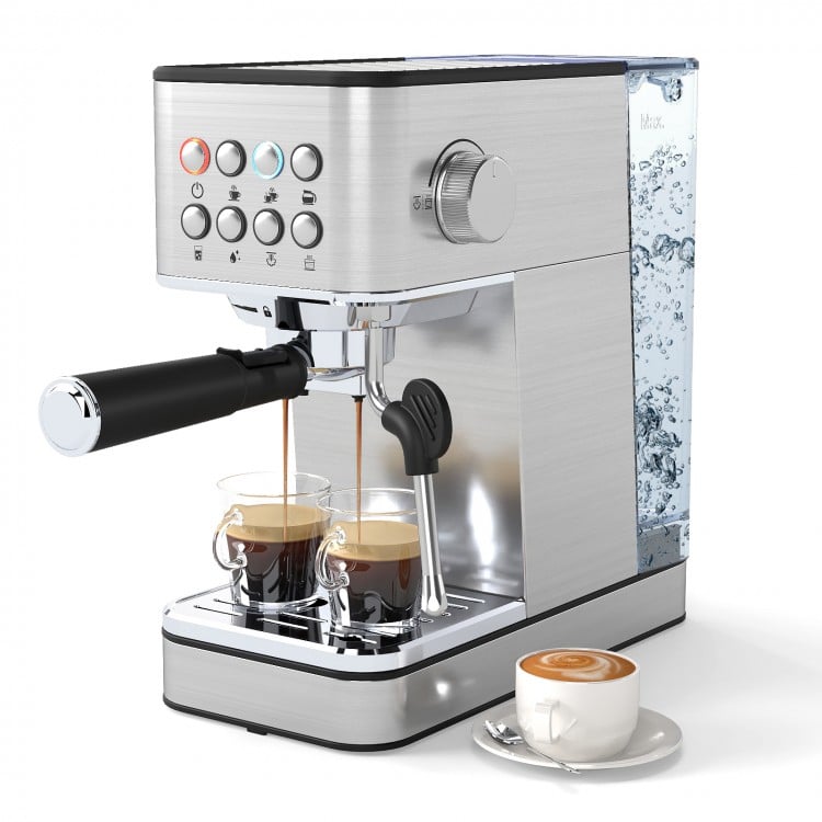 Espresso Machine 20 Bar Compact Stainless Steel Coffee Maker with Milk Frother