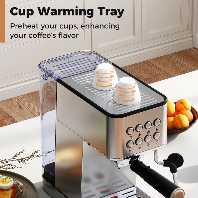 Espresso Machine 20 Bar Compact Stainless Steel Coffee Maker with Milk Frother