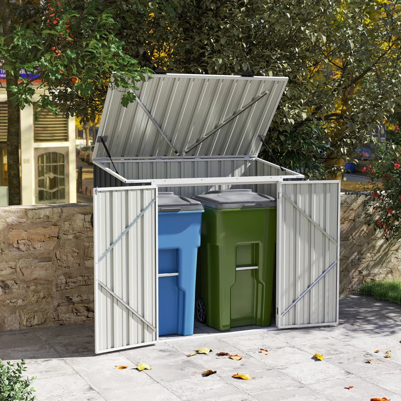 5ft x 3ft Outdoor Storage Shed, Garbage Bin Shed Organizer with Lockable Double Doors and Openable Lid