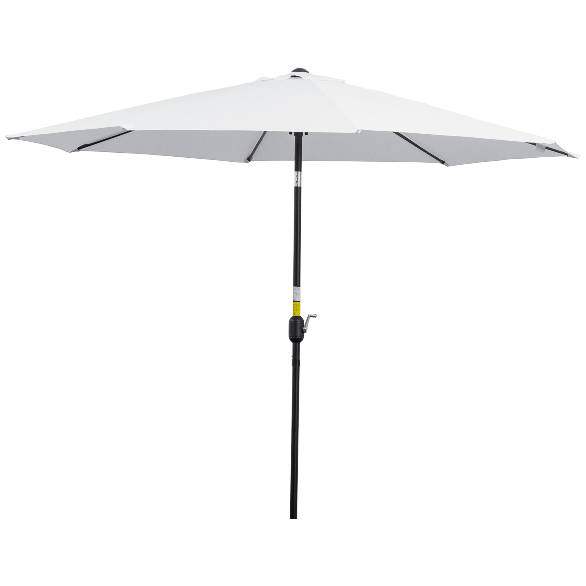 Outsunny Adjustable Patio Sunshade: 10ft Round Parasol with Crank and Tilt for Outdoor Garden Pool, White 