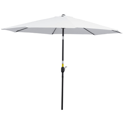 Outsunny Adjustable Patio Sunshade: 10ft Round Parasol with Crank and Tilt for Outdoor Garden Pool, White 