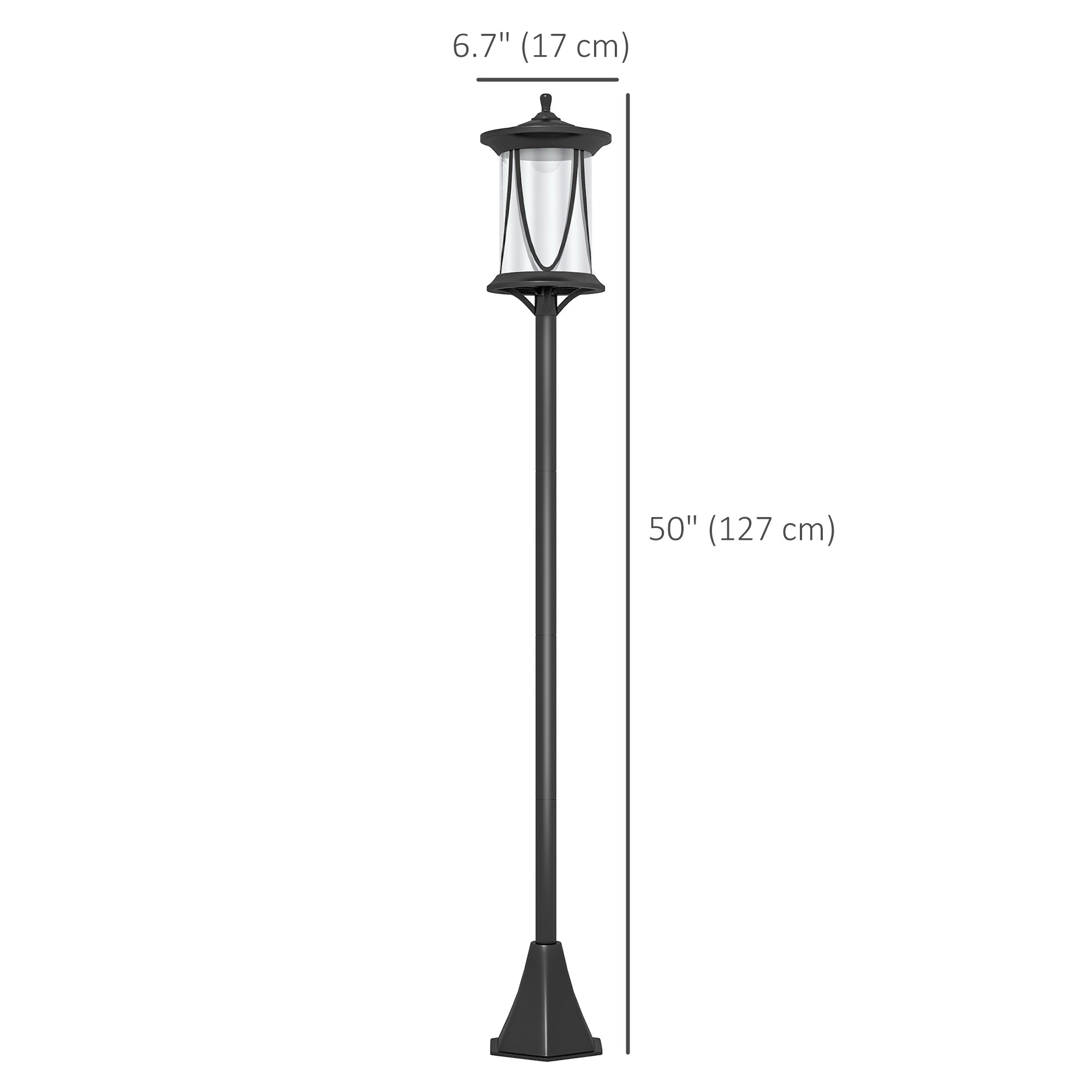 Outsunny 50" Solar LED Post Light, Cool White Outdoor Lamp, Waterproof for Patio, Garden, Pathway 