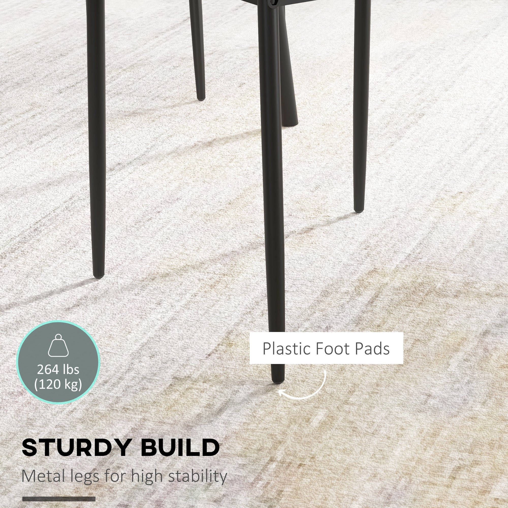 HOMCOM Set of 4 Modern Style Dining Chairs, Button Tufted High Back Side Chairs with Upholstered Seat, Steel Legs, Grey 