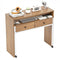 Extendable Computer Desk with Pull Out Secondary Desk-Natural