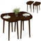 Extendable Oval Dining Table Set with 2 Half-Round Tables for 4-6 People-Walnut