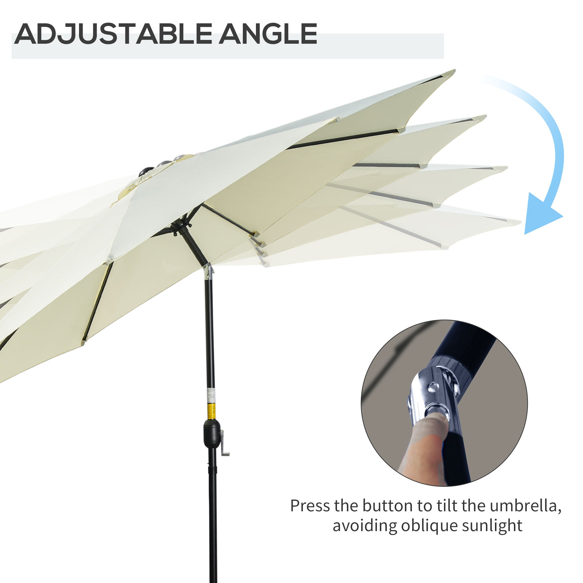 Outsunny 10'x8' Round Market Patio Umbrella: Outdoor Parasol with Crank Handle & Tilt for Garden/Lawn, Beige 