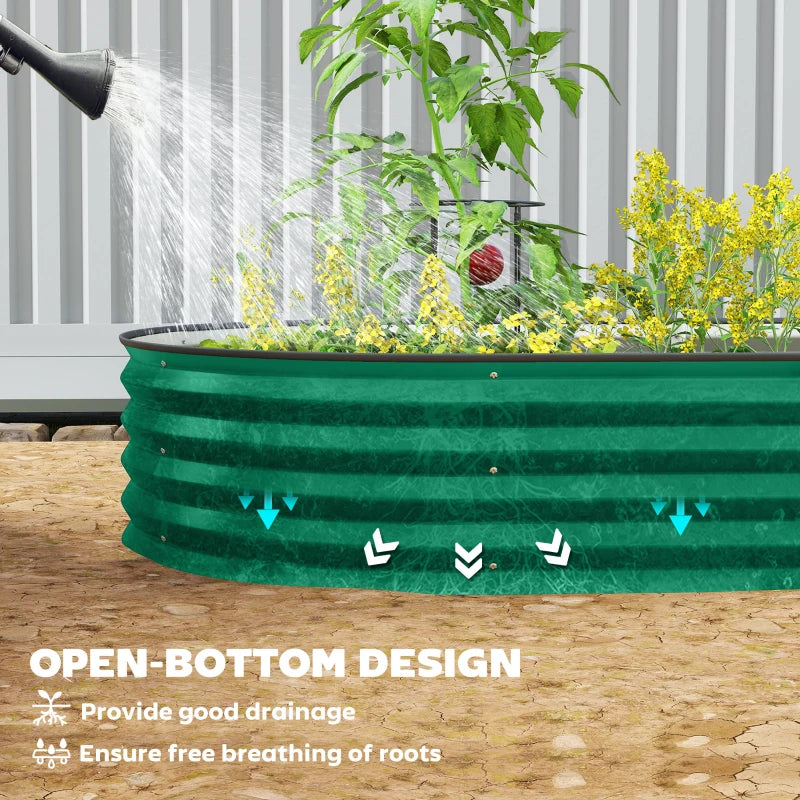 5' x 3' x 1' Large Outdoor Planter Box, Galvanized Raised Garden Bed with Metal Plant Stake, Green