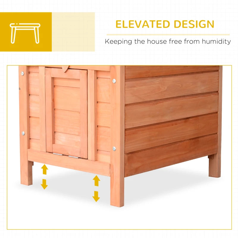 Wooden Rabbit Hutch Bunny Cage Outdoor Cat House Guinea Pig Cage Duck Shelter, Indoor Outdoor Use, 20"x16.5"x17", Orange
