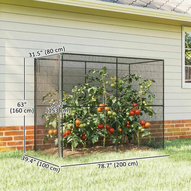 Crop Cage, Plant Protection Tent with Zippered Door, Plant Protector from Animals for Vegetables Flowers Fruits, Black