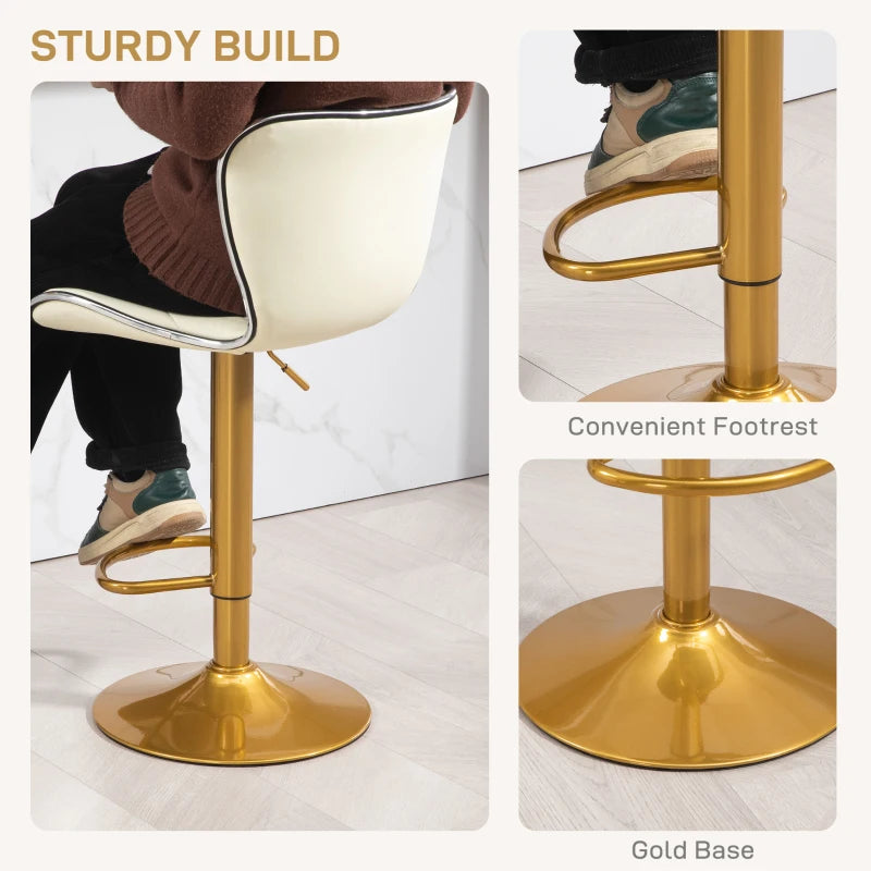 Counter Height Bar Stools Set of 2, Adjustable Height Bar Chairs with Swivel Seat, PU Leather Upholstery