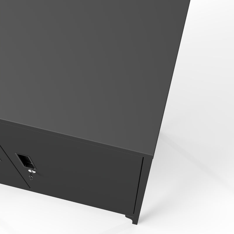 Office Storage Cabinet with Lock, Filing Cabinet with Adjustable Shelves and Doors for Home Office, Garage, Black