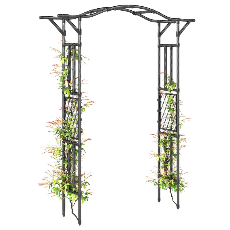Garden Arch Outdoor Trellis Arbor with Extended Top, 66.9" x 15.7" x 90.6", Black