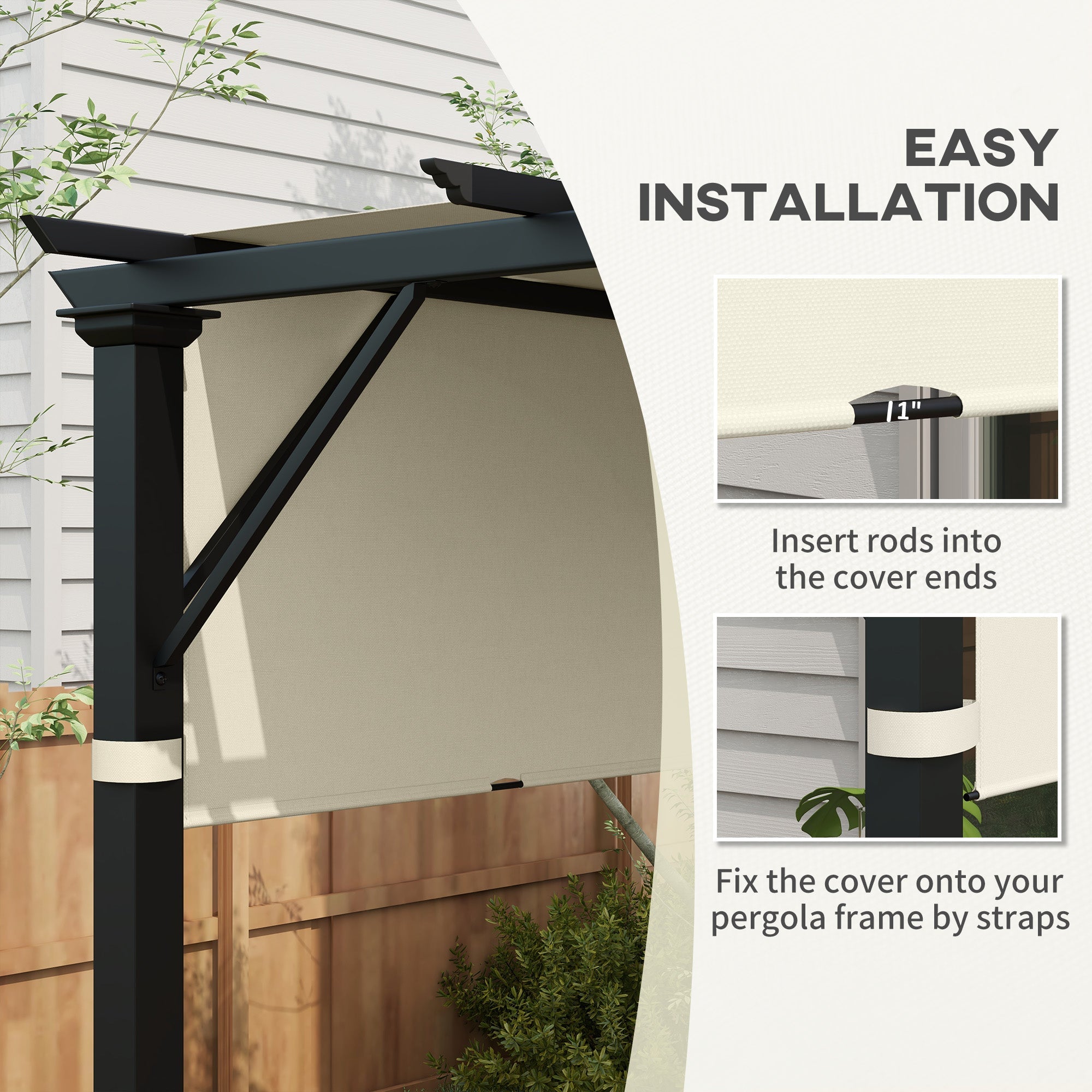 Outsunny 2 Pcs UV Protection Pergola Replacement Canopy, Pergola Shade Cover, Easy to Install, for 10' x 10' Pergola, Cream White 