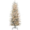 HOMCOM 6' Pre Lit Artificial Flocked Christmas Trees, with Snow Branches, Warm Yellow Clear Lights, Auto Open, Extra Bulb