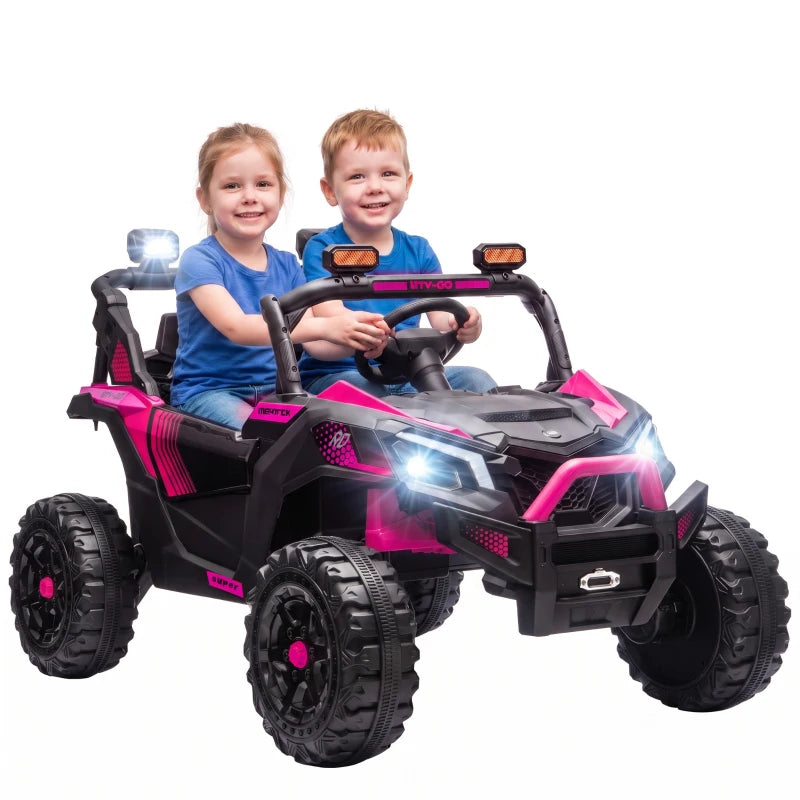 24V 2-Seater Kids Electric UTV Ride-On Truck – Dual 120W Motors, Remote Control, 4-Wheel Suspension & Storage Bed