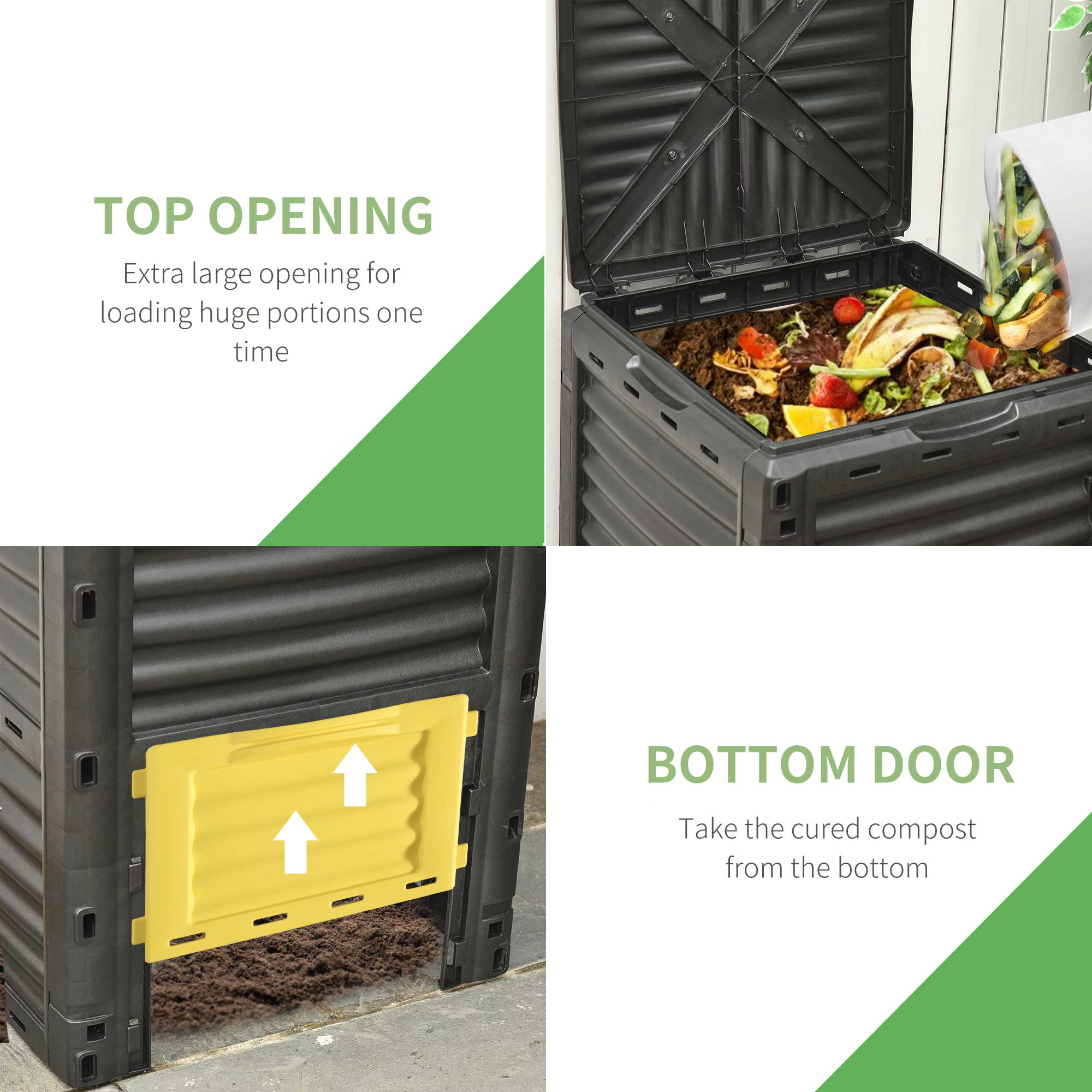 Outsunny Garden Compost Bin Large Outdoor Compost Container 80 Gallon Fast Creation of Fertile Soil Aerating Compost Box, Yellow 