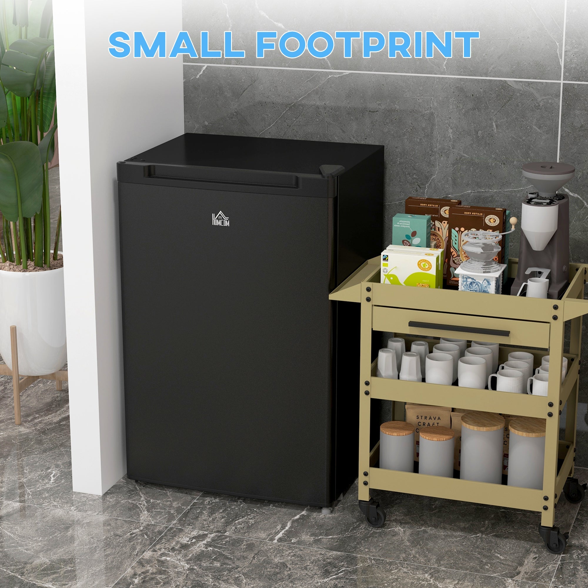 HOMCOM Upright Freezer, 3 Cu.Ft Mini Freezer with Reversible Single Door, Adjustable Thermostat for Home, Dorm, Black 