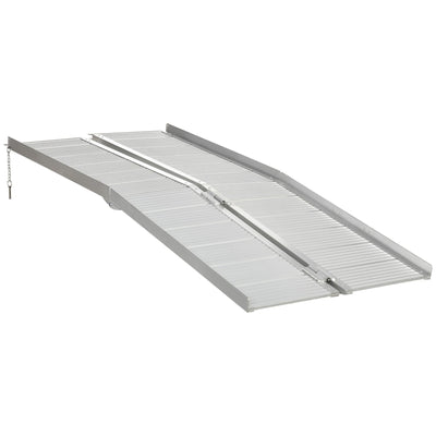 HOMCOM Aluminum Mobility Ramp: 6' Portable Threshold Scooter Steps for Doorways, Textured Surface 