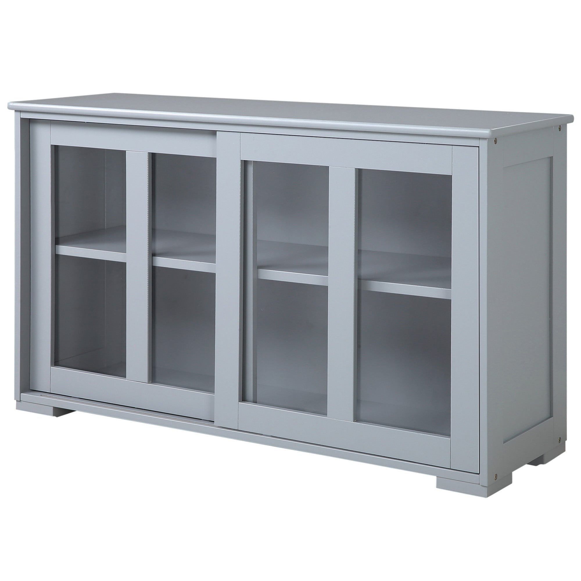 HOMCOM Versatile Kitchen Sideboard Stackable Storage Cabinet Sliding Glass Door Console Serving Buffet Dining Room 
