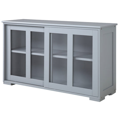 HOMCOM Versatile Kitchen Sideboard Stackable Storage Cabinet Sliding Glass Door Console Serving Buffet Dining Room 