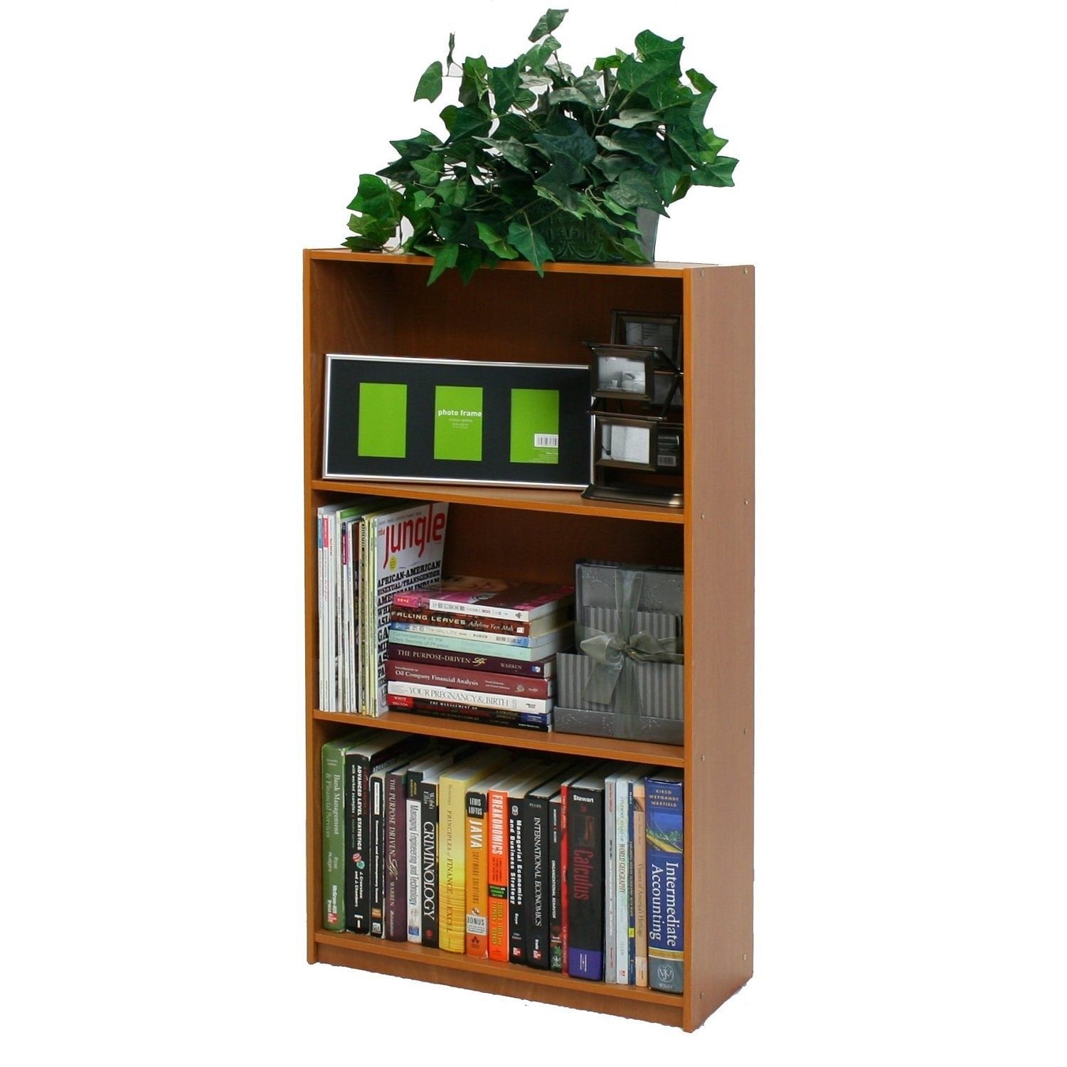 Light Cherry Finish 3-Tier Storage Shelves Bookcase - Free Shipping