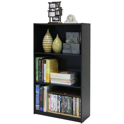 3-Tier Bookcase Storage Shelves in Espresso Finish - Free Shipping 