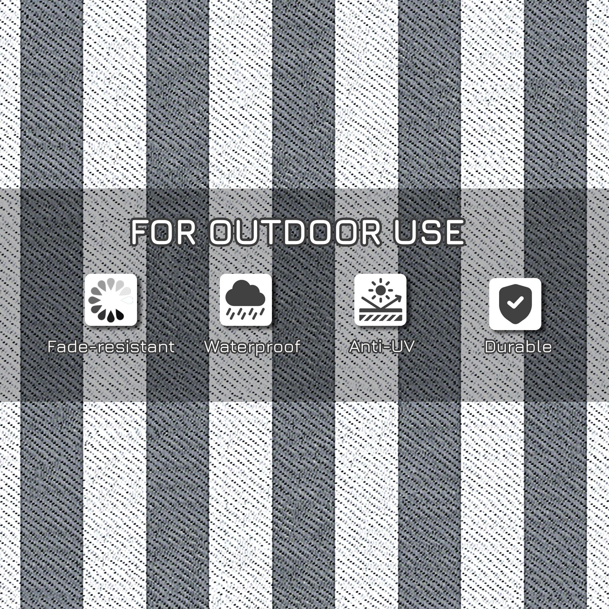 Outsunny Reversible Outdoor RV Rug, Patio Floor Mat, 9' x 18' Plastic Straw Rug for Backyard, Deck, Beach, Camping, Grey & White 