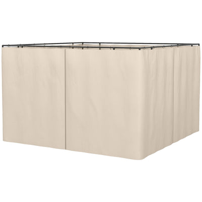 Outsunny 10' x 10' Gazebo Curtain Gazebo Sidewall Set with 4 Panels, Hooks/C-Rings Included, Beige 