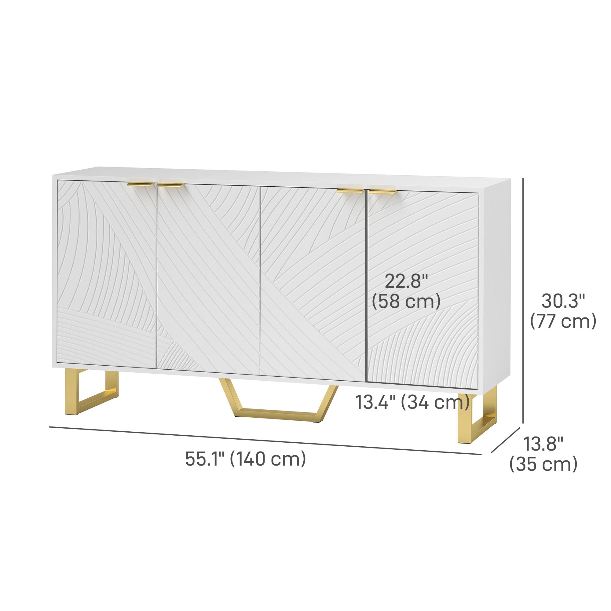 HOMCOM Sideboard Buffet Cabinet with Adjustable Shelves, Living Room Cabinet, TV Cabinet for 65 Inch TV, White 