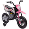 Qaba 12V Kids Dirt Bike, Electric Motorcycle with Twist Grip Throttle, Training Wheels, Rear Suspension & Music, Pink