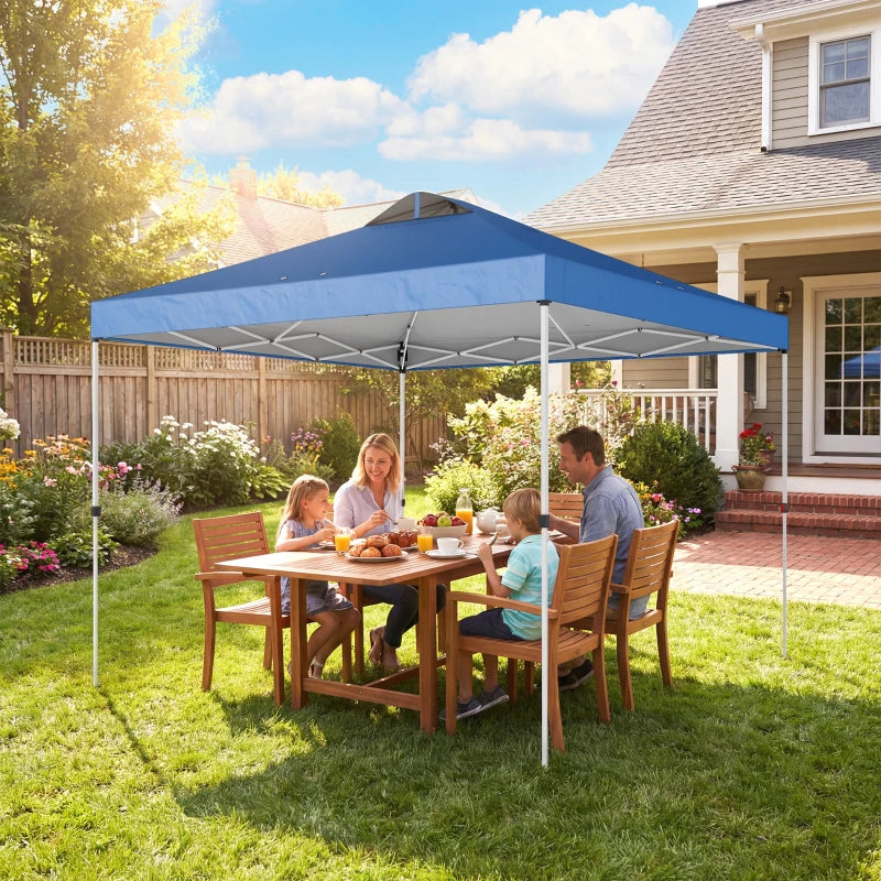 Pop Up Canopy Waterproof Canopy Tent with Carrying Bag for Parties Garden BBQs 9.8' x 9.8', Blue