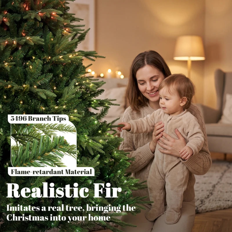 7.5 ft Pre-Lit Artificial Christmas Tree with 650 Synchronized LED Lights, Remote & Timer